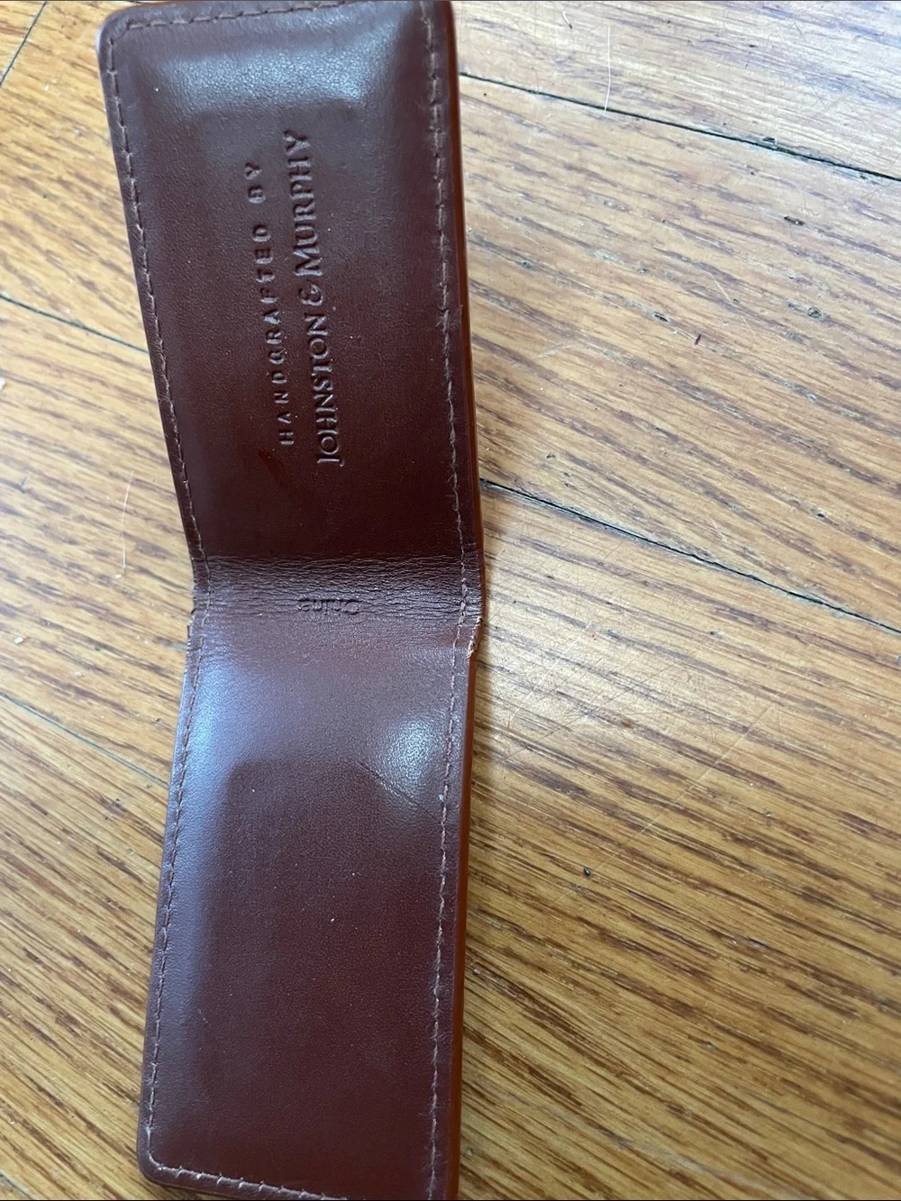Brown Croc-Embossed Leather Money Clip Wallet - Johnston & Murphy